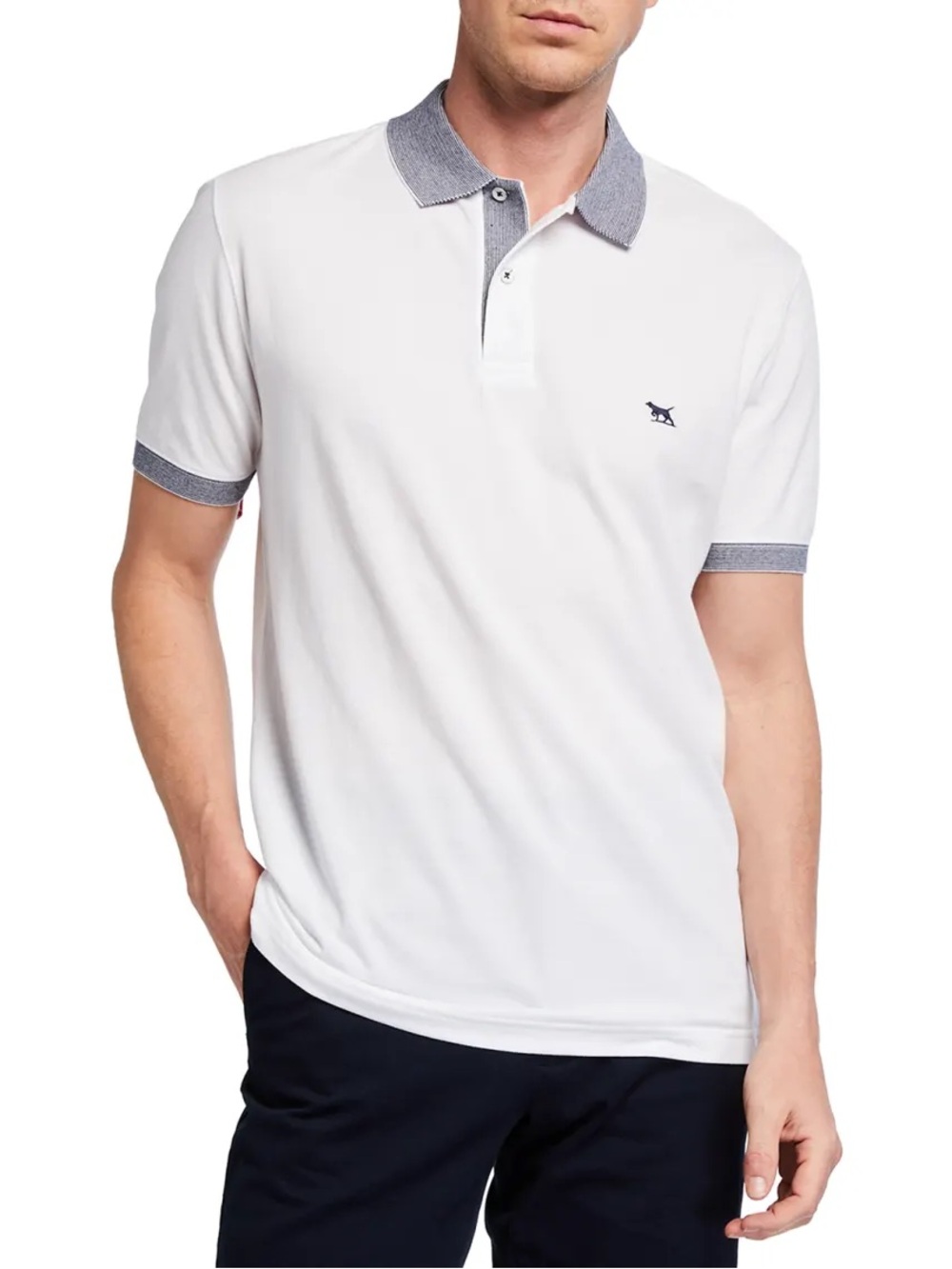 Rodd & Gunn White Polo with Gray Collar and Cuff Trim